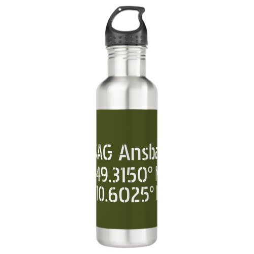 USAG Ansbach Latitude Longitude  Stainless Steel Water Bottle