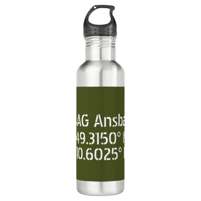 USAG Ansbach Latitude Longitude  Stainless Steel Water Bottle (Front)