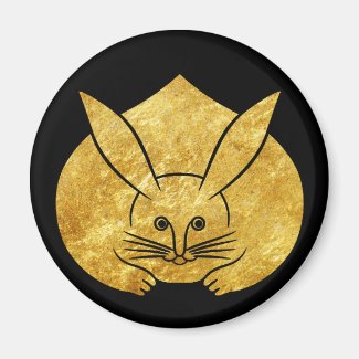 Usagi kamon japanese rabbit in faux gold on black