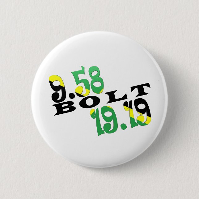 Usain Bolt Berlin 2 WR Jamaican Flag Pinback Button (Front)