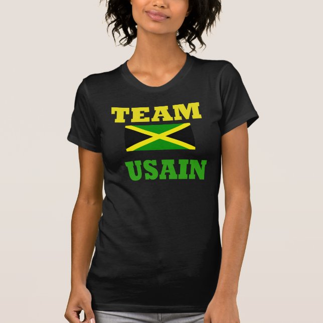 usain bolt women's black t-shirt (Front)