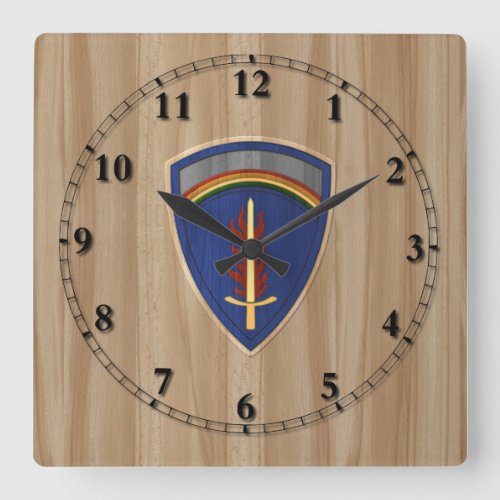 USAREUR shoulder patch wood inlay look Square Wall Clock
