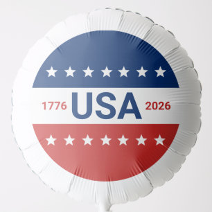 USA's 250th Anniversary 1776 2026 Red White Blue Balloon