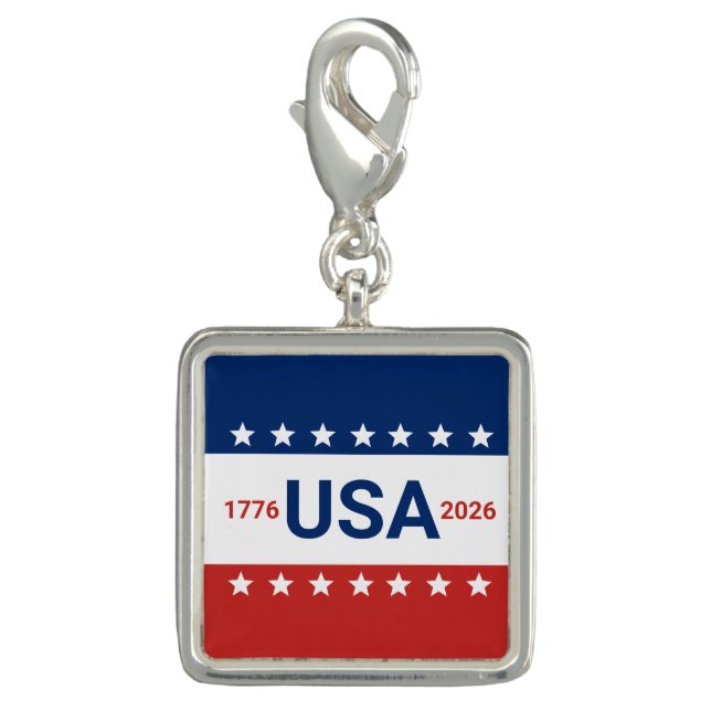 USA's 250th Anniversary 1776 2026 Red White Blue Charm (Front)