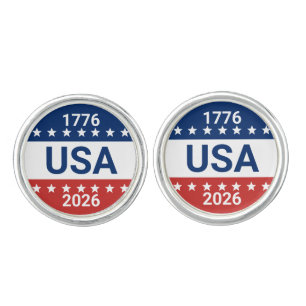 USA's 250th Anniversary 1776 2026 Red White Blue Cufflinks