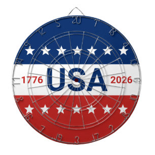 USA's 250th Anniversary 1776 2026 Red White Blue Dart Board