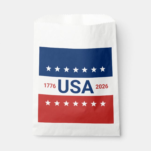 USA's 250th Anniversary 1776 2026 Red White Blue Favor Bag (Front)