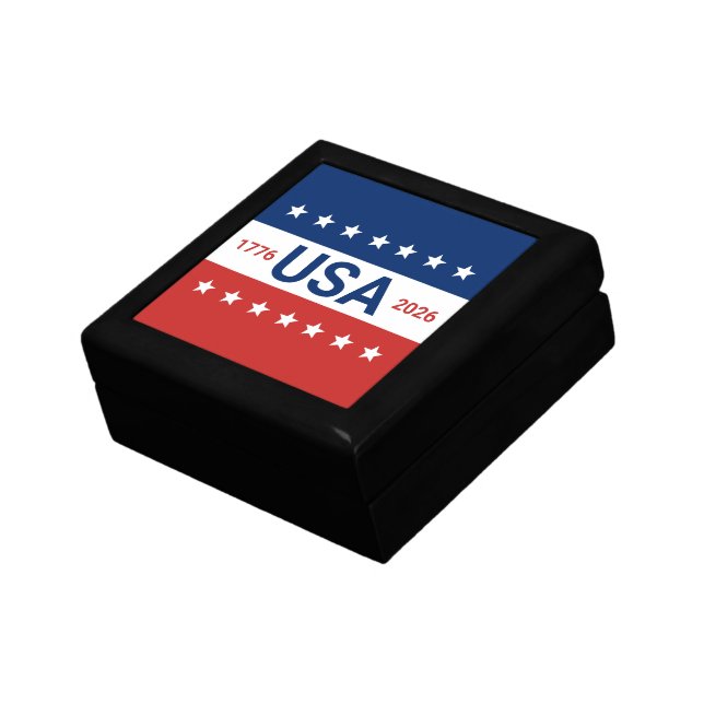 USA's 250th Anniversary 1776 2026 Red White Blue Gift Box (Side)