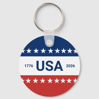 USA's 250th Anniversary 1776 2026 Red White Blue Keychain
