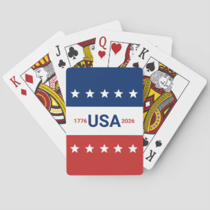 USA's 250th Anniversary 1776 2026 Red White Blue Poker Cards