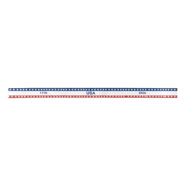 USA's 250th Anniversary 1776 2026 Red White Blue Satin Ribbon (Front)