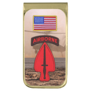USASOC Special Ops sof Veterans Vets Patch Gold Finish Money Clip