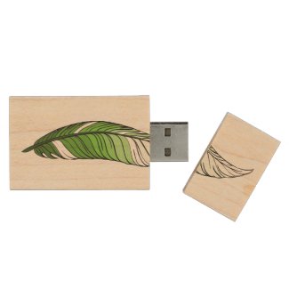 USB Drive - Green Feather