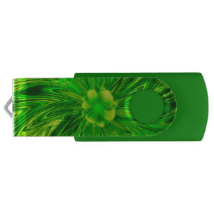 USB Flash Drive Abstract Lines Green Flower