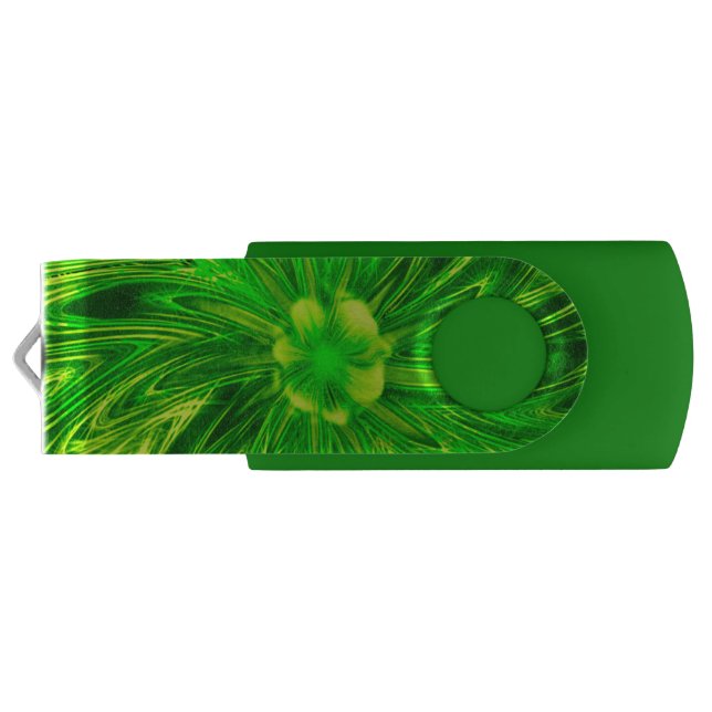 USB Flash Drive Abstract Lines Green Flower (Back)