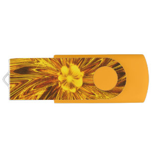 USB Flash Drive Abstract Lines Yellow Flower