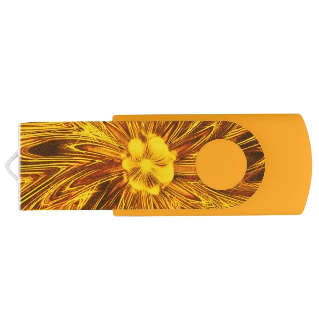 USB Flash Drive Abstract Lines Yellow Flower (Back)