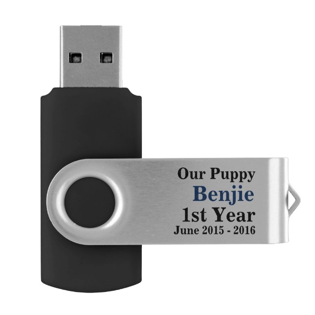 USB Flash Drive Puppy Personalised Text and Image  (Opened)