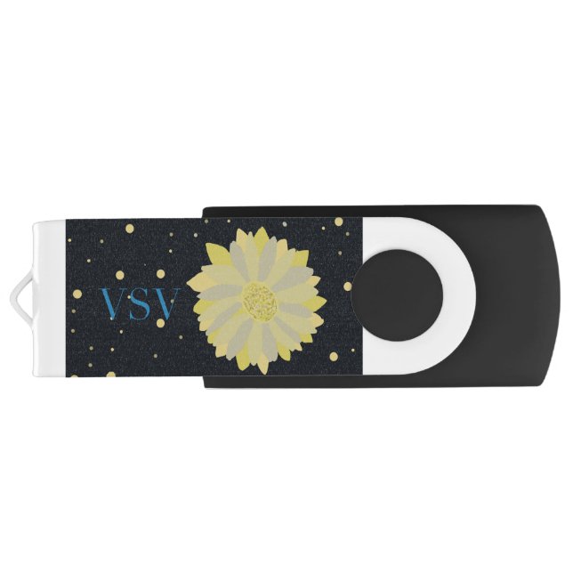 USB Flash Drive with Pop of Yellow digital art  (Back)