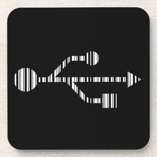 USB LOGO BAR CODE Computer Barcode Pattern Design Beverage Coaster (Front)