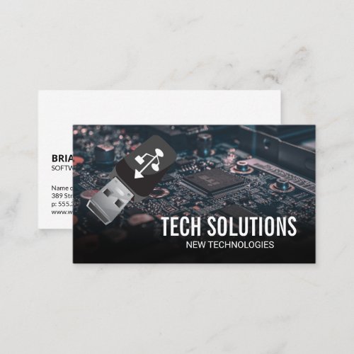 Usb Logo  Circuit Board Tech Business Card