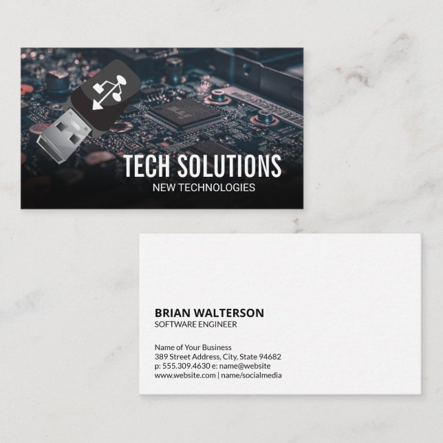 Usb Logo | Circuit Board Tech Business Card (Front/Back)