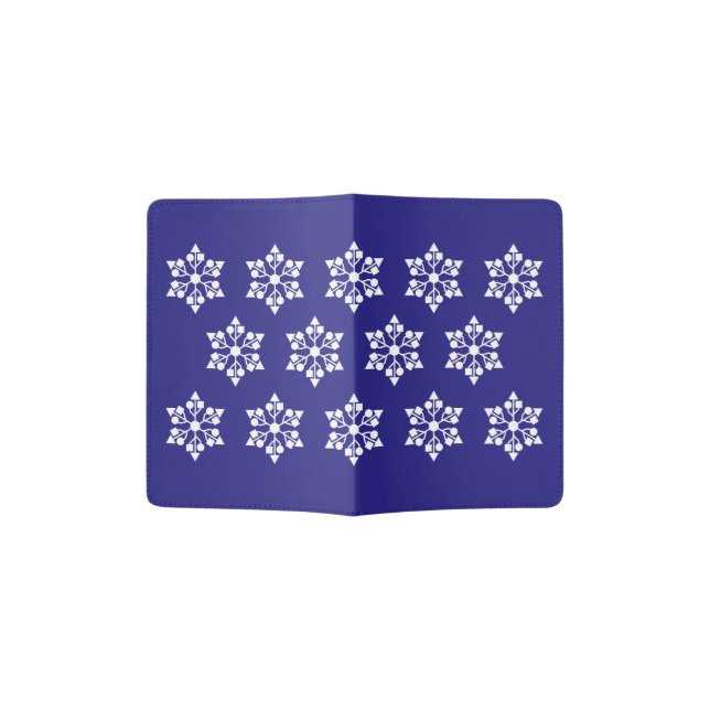 USB snowflakes pattern Passport Holder (Opened)