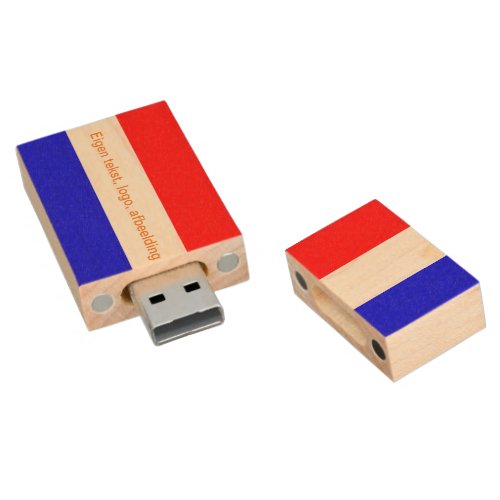 USB_stick Hout in Rood_Wit_Blauw Wood USB Flash Drive