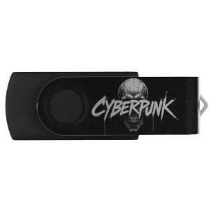USB Swivel Flash Drive – Cyberpunk Graffiti Skull