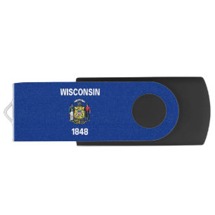 USB Swivel Flash Drive, Wisconsin flag Drive