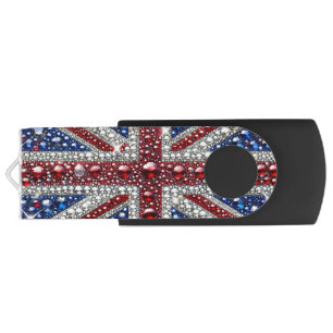 USB Swivel Flash Drive with Colors of U.K.