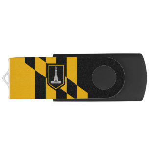 USB Swivel Flash Drive with flag of Baltimore, USA