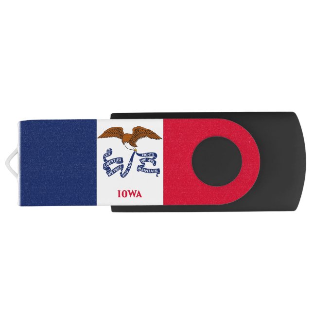 USB Swivel Flash Drive with flag of Iowa, USA (Back)