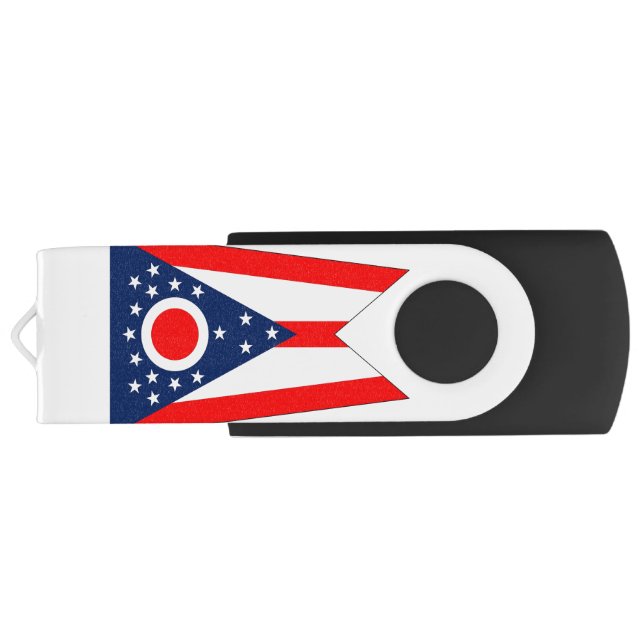 USB Swivel Flash Drive with flag of Ohio State, US (Back)