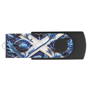USB Swivel Flash Drive with Scottish Thistles