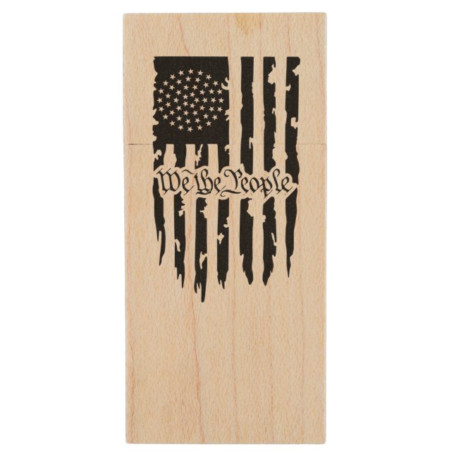 USB Wooden Flash Drive One Republic Under God (Front Vertical)
