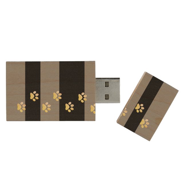 USB Wooden Flash Drive with pet footsteps (Opened)