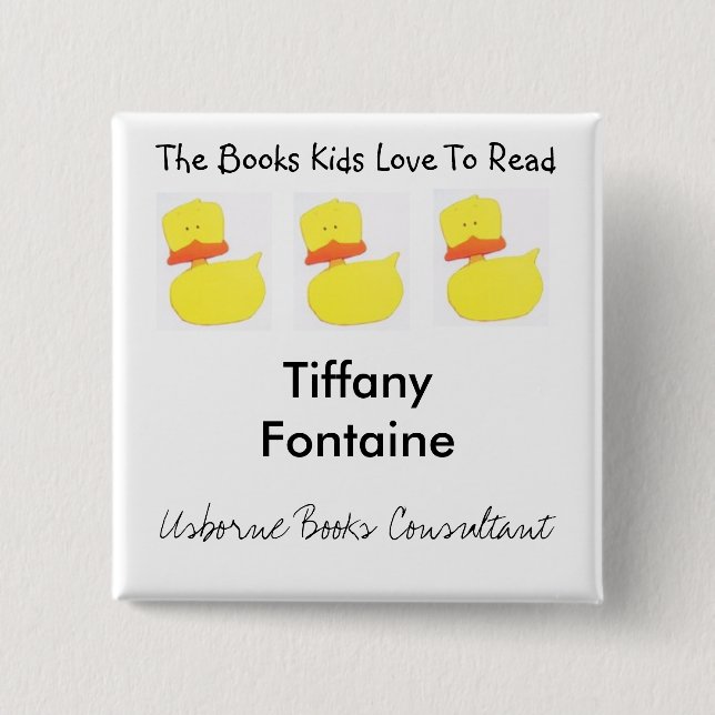 Usborne Books duck name tag Pinback Button (Front)