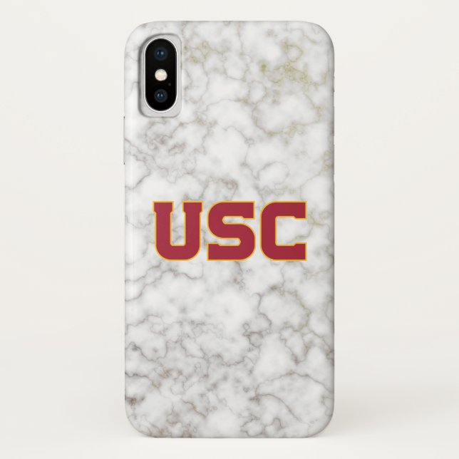 USC Trojans | White Marble Case-Mate iPhone Case (Back)