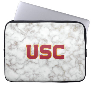 USC Trojans White Marble Laptop Sleeve