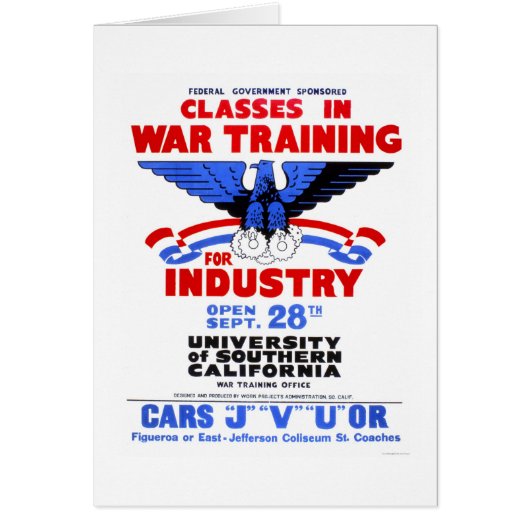 USC War Training Classes 1943 WPA Cards (Front)