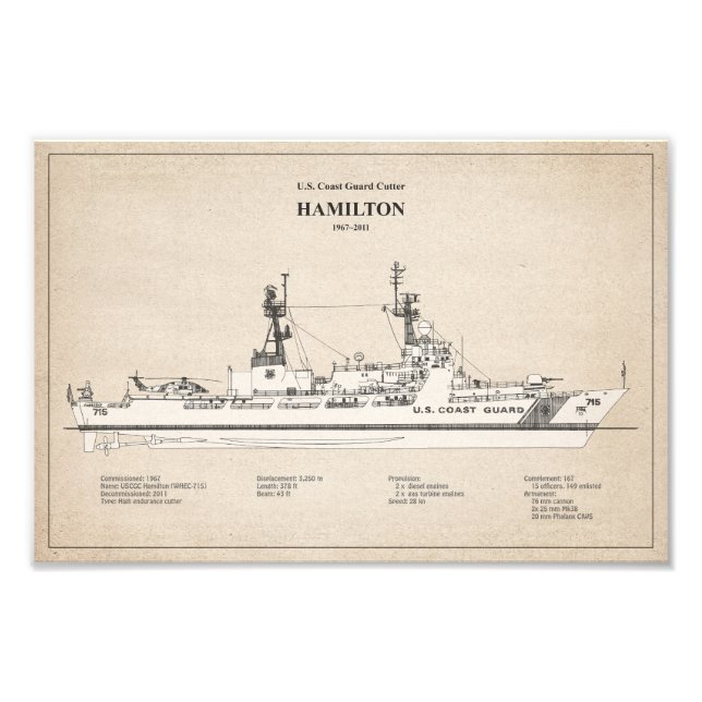 USCG Cutter Hamilton whec-715 - SBD Photo Print (Front)