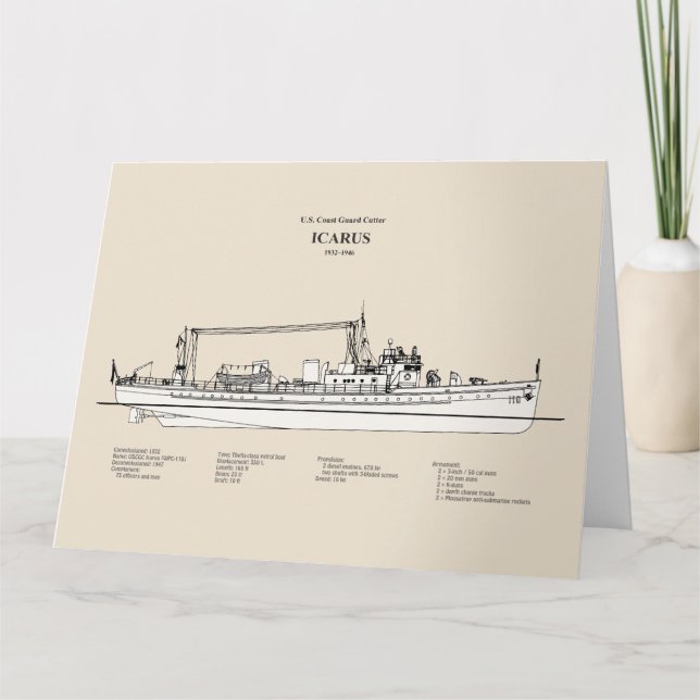USCG Cutter Icarus wpc-110 - SBD Letterpress Thank You Card (Front)