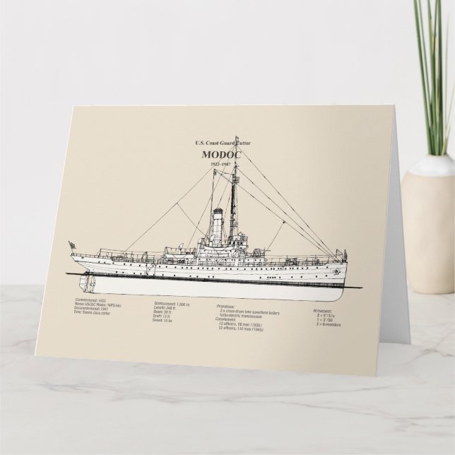 USCG Cutter Modoc wpg-46 - SBD Letterpress Thank You Card (Front)
