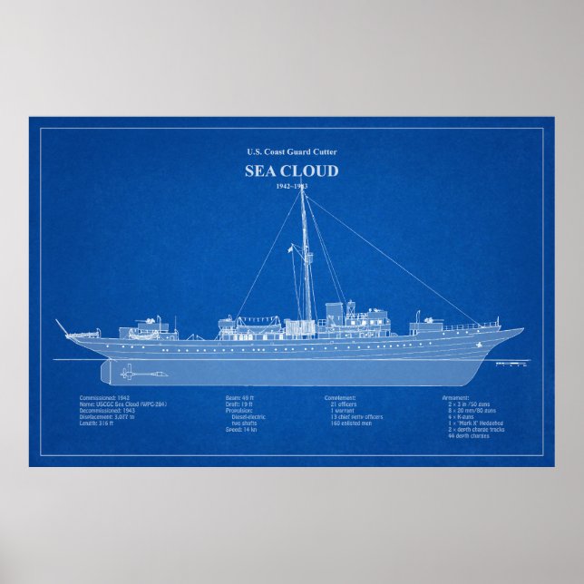 USCG Cutter Sea Cloud wpg-284 – ABD Poster (Front)