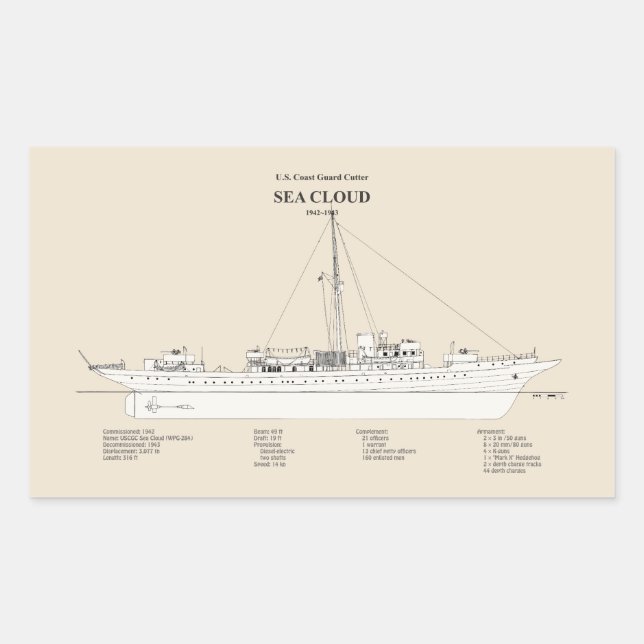 USCG Cutter Sea Cloud wpg-284 - SBD Rectangular Sticker (Front)