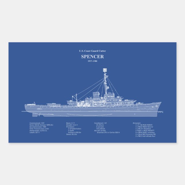 USCG Cutter Spencer wpg-36 - ABD Rectangular Sticker (Front)