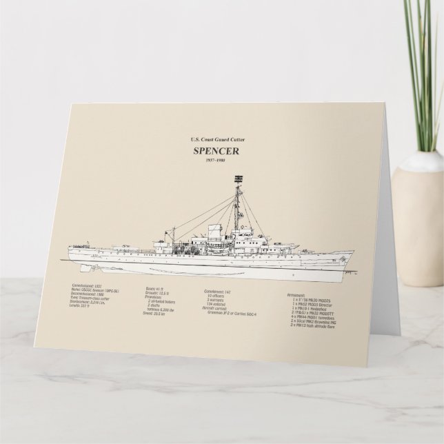 USCG Cutter Spencer wpg-36 - SBD Thank You Card (Front)