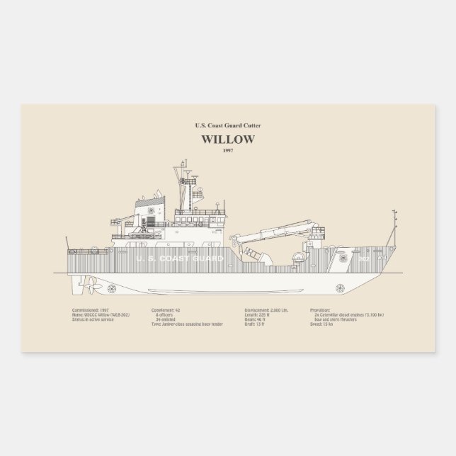 USCG Cutter Willow wlb-202 - SBD Rectangular Sticker (Front)