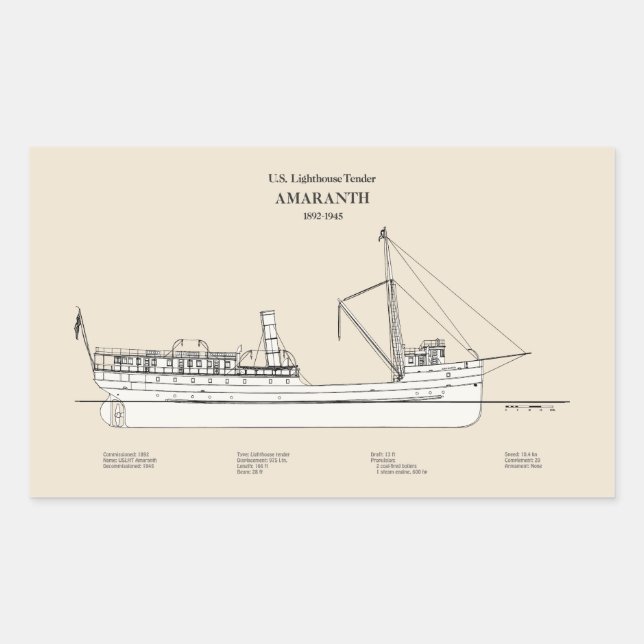 USCG Lighthouse Tender Amaranth - SBD Rectangular Sticker (Front)